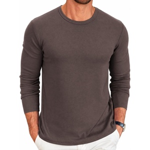 image:imageCOOFANDY Mens Long Sleeve Tee Shirts Crew Neck T Shirt Solid Casual Basic Tees Soft Stretch TShirtsBrown