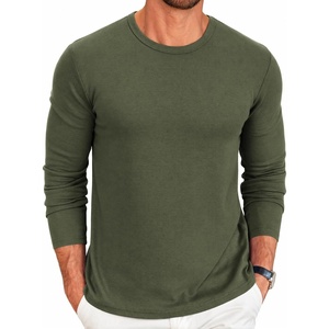 image:imageCOOFANDY Mens Long Sleeve Tee Shirts Crew Neck T Shirt Solid Casual Basic Tees Soft Stretch TShirtsGreen