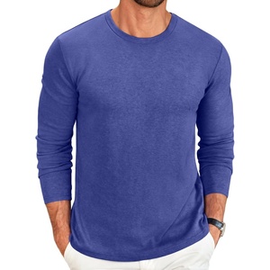 image:imageCOOFANDY Mens Long Sleeve Tee Shirts Crew Neck T Shirt Solid Casual Basic Tees Soft Stretch TShirtsHeather Blue