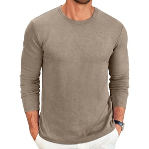 image:imageCOOFANDY Mens Long Sleeve Tee Shirts Crew Neck T Shirt Solid Casual Basic Tees Soft Stretch TShirtsKhaki