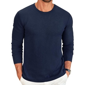 image:imageCOOFANDY Mens Long Sleeve Tee Shirts Crew Neck T Shirt Solid Casual Basic Tees Soft Stretch TShirtsNavy Blue