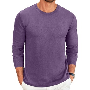 image:imageCOOFANDY Mens Long Sleeve Tee Shirts Crew Neck T Shirt Solid Casual Basic Tees Soft Stretch TShirtsPurple