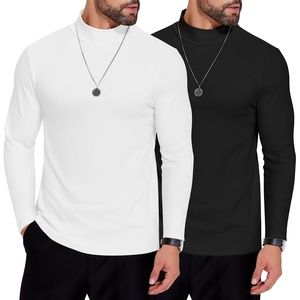 image:imageCOOFANDY Mens Mock Neck Shirts Fleece Long Sleeve Tops Basic Pullover TShirts2 PcsblackWhite