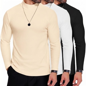 image:imageCOOFANDY Mens Mock Neck Shirts Fleece Long Sleeve Tops Basic Pullover TShirts3 PcsblackWhiteApricot