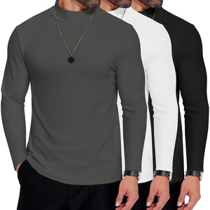 image:imageCOOFANDY Mens Mock Neck Shirts Fleece Long Sleeve Tops Basic Pullover TShirts3 PcsblackWhiteDark Grey