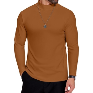 image:imageCOOFANDY Mens Mock Neck Shirts Fleece Long Sleeve Tops Basic Pullover TShirtsLight Brown