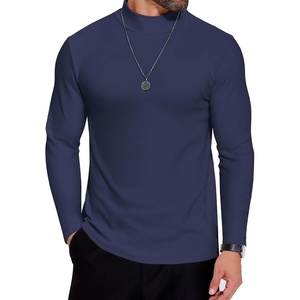 image:imageCOOFANDY Mens Mock Neck Shirts Fleece Long Sleeve Tops Basic Pullover TShirtsNavy Blue