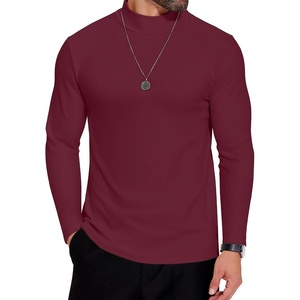 image:imageCOOFANDY Mens Mock Neck Shirts Fleece Long Sleeve Tops Basic Pullover TShirtsPurple Red