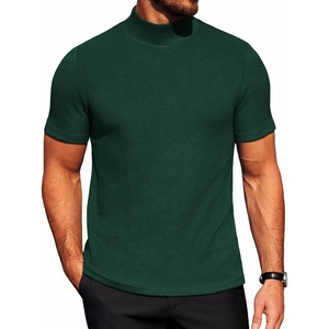 image:imageCOOFANDY Mens Mock Neck TShirts Short Sleeve Ribbed Knit Shirt Soft Tee Shirt Casual Basic TopsGreen