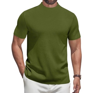 image:imageCOOFANDY Mens Mock Turtleneck Sweater Short Sleeve Casual Knitted TShirts Thermal Tops Solid Basic TeeArmy Green