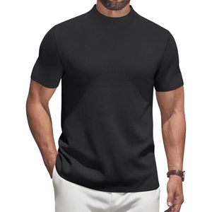 image:imageCOOFANDY Mens Mock Turtleneck Sweater Short Sleeve Casual Knitted TShirts Thermal Tops Solid Basic TeeBlack