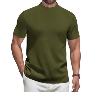 image:imageCOOFANDY Mens Mock Turtleneck Sweater Short Sleeve Casual Knitted TShirts Thermal Tops Solid Basic TeeDark Green