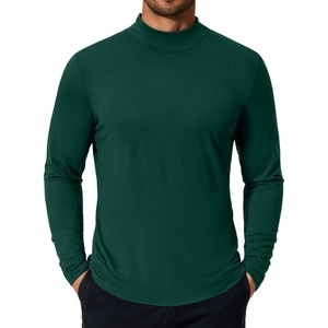 image:imageCOOFANDY Mens Mock Turtleneck TShirts Long Sleeve Solid Color Tees Shirts Basic Casual Slim Fit Pullover T ShirtsDark Green