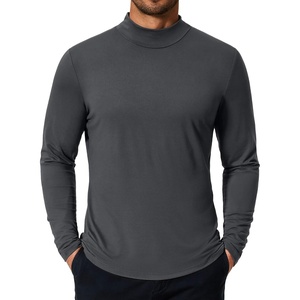 image:imageCOOFANDY Mens Mock Turtleneck TShirts Long Sleeve Solid Color Tees Shirts Basic Casual Slim Fit Pullover T ShirtsDeep Grey