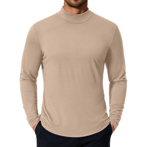 image:imageCOOFANDY Mens Mock Turtleneck TShirts Long Sleeve Solid Color Tees Shirts Basic Casual Slim Fit Pullover T ShirtsKhaki