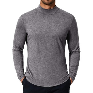 image:imageCOOFANDY Mens Mock Turtleneck TShirts Long Sleeve Solid Color Tees Shirts Basic Casual Slim Fit Pullover T ShirtsLight Grey