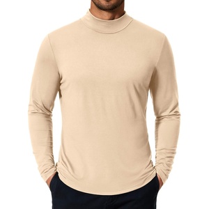 image:imageCOOFANDY Mens Mock Turtleneck TShirts Long Sleeve Solid Color Tees Shirts Basic Casual Slim Fit Pullover T ShirtsLight Khaki