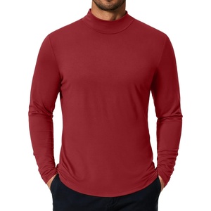image:imageCOOFANDY Mens Mock Turtleneck TShirts Long Sleeve Solid Color Tees Shirts Basic Casual Slim Fit Pullover T ShirtsRed
