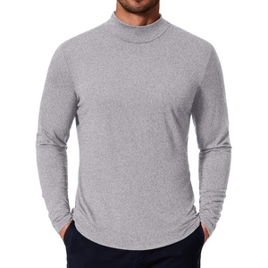 image:imageCOOFANDY Mens Mock Turtleneck TShirts Long Sleeve Solid Color Tees Shirts Basic Casual Slim Fit Pullover T ShirtsWhite Heather Grey