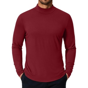 image:imageCOOFANDY Mens Mock Turtleneck TShirts Long Sleeve Solid Color Tees Shirts Basic Casual Slim Fit Pullover T ShirtsWine Red