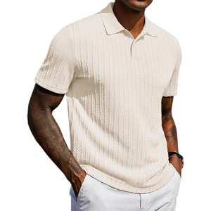 image:imageCOOFANDY Mens Polo Shirt Casual Short Sleeve Textured Knit Button Polo TShirts Summer Vacation Stretchy Golf ShirtsBeige