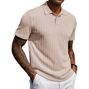 image:imageCOOFANDY Mens Polo Shirt Casual Short Sleeve Textured Knit Button Polo TShirts Summer Vacation Stretchy Golf ShirtsKhaki