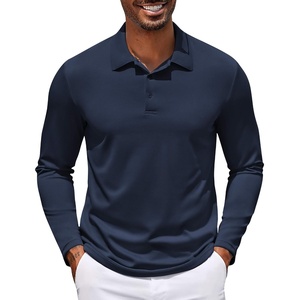 image:imageCOOFANDY Mens Polo Shirt Long Sleeve Moisture Wicking Golf Shirts Sun Protection Collared Work ShirtsNavy Blue