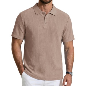 image:imageCOOFANDY Mens Polo Shirts Short Sleeve Casual Knit Textured Polo Shirt Summer Collared TShirtKhaki