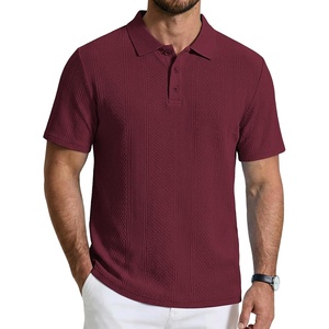 image:imageCOOFANDY Mens Polo Shirts Short Sleeve Casual Knit Textured Polo Shirt Summer Collared TShirtWine Red