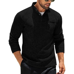 image:imageCOOFANDY Mens Quarter Button Henley Sweater Casual Knitted Sweatshirt Mock Neck Thermal Fleece Pullover Sweater with PocketBlack