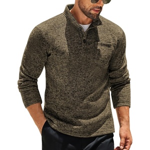 image:imageCOOFANDY Mens Quarter Button Henley Sweater Casual Knitted Sweatshirt Mock Neck Thermal Fleece Pullover Sweater with PocketCoffee