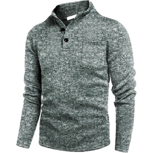 image:imageCOOFANDY Mens Quarter Button Henley Sweater Casual Knitted Sweatshirt Mock Neck Thermal Fleece Pullover Sweater with PocketForest Green