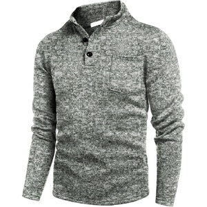 image:imageCOOFANDY Mens Quarter Button Henley Sweater Casual Knitted Sweatshirt Mock Neck Thermal Fleece Pullover Sweater with PocketForest Green and White