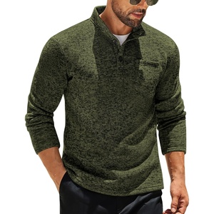image:imageCOOFANDY Mens Quarter Button Henley Sweater Casual Knitted Sweatshirt Mock Neck Thermal Fleece Pullover Sweater with PocketGreen Black Jasper
