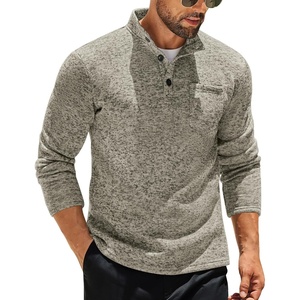 image:imageCOOFANDY Mens Quarter Button Henley Sweater Casual Knitted Sweatshirt Mock Neck Thermal Fleece Pullover Sweater with PocketKhaki