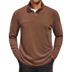 image:imageCOOFANDY Mens Quarter Zip Pullover Long Sleeve Mock Turtleneck Sweatshirts Thermal Workout Golf Polo ShirtBrown