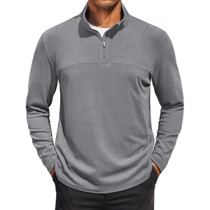 image:imageCOOFANDY Mens Quarter Zip Pullover Long Sleeve Mock Turtleneck Sweatshirts Thermal Workout Golf Polo ShirtLight Grey