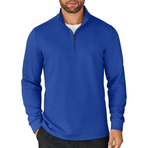 image:imageCOOFANDY Mens Quarter Zip Up Pullover Lightweight Mock Neck Sweatshirt Casual Long Sleeve Polo ShirtBlue