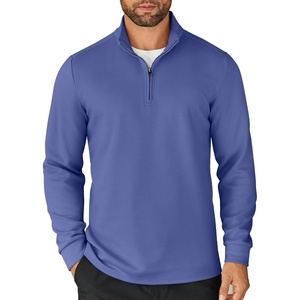 image:imageCOOFANDY Mens Quarter Zip Up Pullover Lightweight Mock Neck Sweatshirt Casual Long Sleeve Polo ShirtDenim Blue