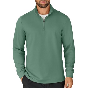 image:imageCOOFANDY Mens Quarter Zip Up Pullover Lightweight Mock Neck Sweatshirt Casual Long Sleeve Polo ShirtGreen