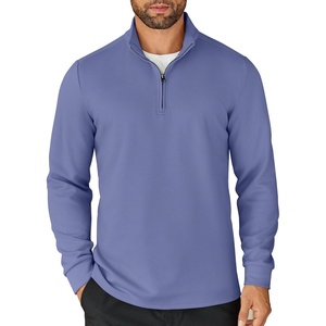 image:imageCOOFANDY Mens Quarter Zip Up Pullover Lightweight Mock Neck Sweatshirt Casual Long Sleeve Polo ShirtGrey Blue