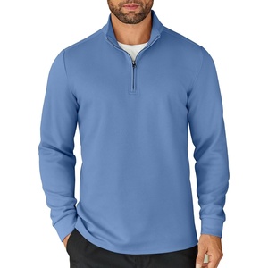 image:imageCOOFANDY Mens Quarter Zip Up Pullover Lightweight Mock Neck Sweatshirt Casual Long Sleeve Polo ShirtLight Blue