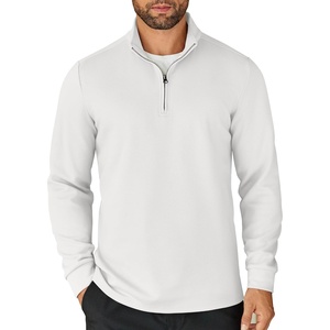 image:imageCOOFANDY Mens Quarter Zip Up Pullover Lightweight Mock Neck Sweatshirt Casual Long Sleeve Polo ShirtWhite