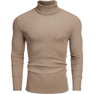 image:imageCOOFANDY Mens Ribbed Turtleneck Sweater Casual Basic Long Sleeve Knitted Pullover SweaterKhaki
