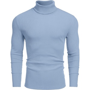 image:imageCOOFANDY Mens Ribbed Turtleneck Sweater Casual Basic Long Sleeve Knitted Pullover SweaterLight Blue