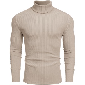 image:imageCOOFANDY Mens Ribbed Turtleneck Sweater Casual Basic Long Sleeve Knitted Pullover SweaterLight Khaki