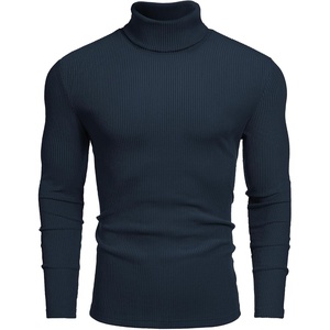 image:imageCOOFANDY Mens Ribbed Turtleneck Sweater Casual Basic Long Sleeve Knitted Pullover SweaterNavy Blue