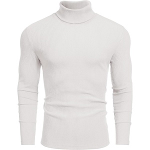 image:imageCOOFANDY Mens Ribbed Turtleneck Sweater Casual Basic Long Sleeve Knitted Pullover SweaterWhite