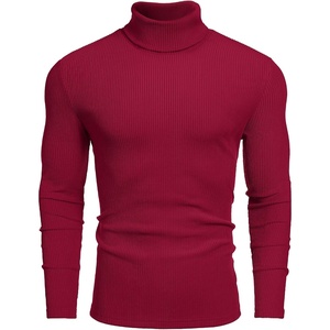 image:imageCOOFANDY Mens Ribbed Turtleneck Sweater Casual Basic Long Sleeve Knitted Pullover SweaterWine Red