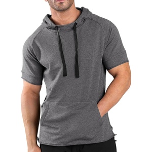 image:imageCOOFANDY Mens Short Sleeve Hoodie Workout Gym Sweatshirt Muscle Fit Fashion Athletic Hoodies Pullover Cotton Hooded TShirtsDark Grey